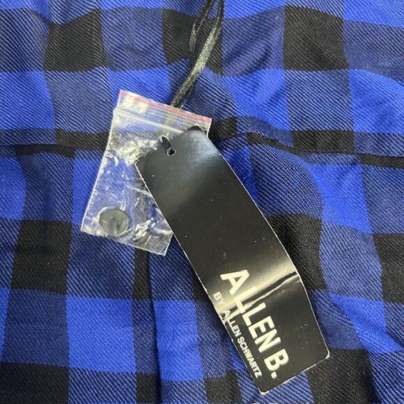 NWT Allen B Schwartz Blue & Black Lightweight Long Sleeve Flannel Size Medium - Picture 5 of 7